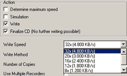 Freecom 32A Recording Speeds